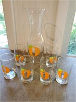 Orange Juice carafe, 6 glasses