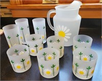 Water pitcher & glasses - Daisy design