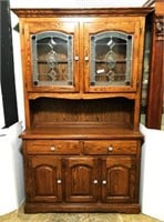 Kitchen Hutch with Leaded Glass Doors on Top