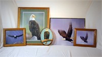 5 Smaller Framed Photo Pieces with Eagles