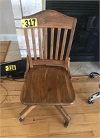 Wood rolling desk chair NO SHIPPING
