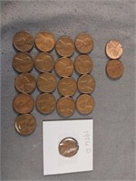 1956 D (18) and 2 various wheat pennies