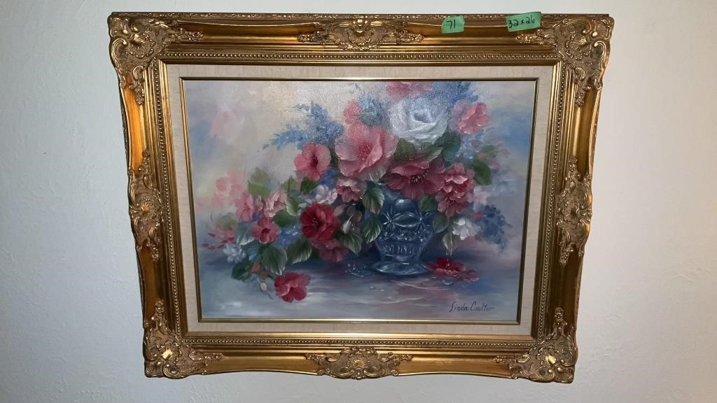 Floral Painting Framed by Linda Coulter 32x26