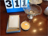 2 STERLING SILVER PICTURE FRAMES & COMPOTE
