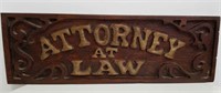 Carved "Attorney-at-Law" sign