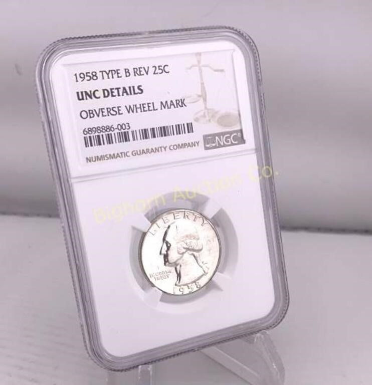 1958 Type 2 Quarter NGC Obverse Wheel Mark