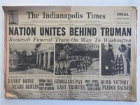Indiana The Indianapolis Times Original 1945 Vinta