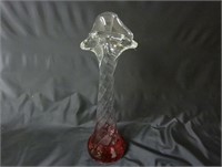 Cranberry to Clear Art Glass Vase ~ Signed & Dated
