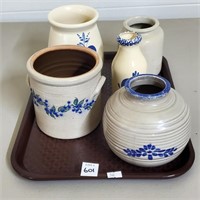 Lot of Stoneware Blue Decorative Pottery