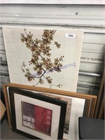 4 assorted floral print framed pictures
