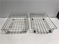 Pair of wire metal paperwork organizer trays