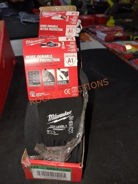 2 pack's- 3 Milwaukee 9"/L nitrile dipped Gloves