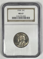 1958 Washington Silver Quarter Color NGC MS67