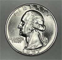 1957 Washington Silver Quarter Type B UNC BU