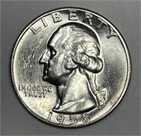 1958 Washington Silver Quarter Type B UNC BU