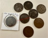 1902-1910 Large British Pennies (living room