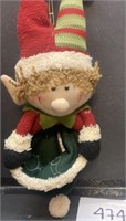 Hanging Elf holding a bag / Stocking / Decor