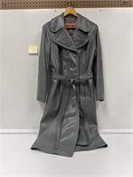 Vintage Dandi Modes 24K Gray Leather Trench Coat