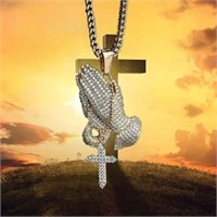 Christian Cross Necklace Men's Religion Pendant Ny