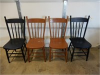 4 ANTIQUE PAINTED WOODEN CHAIRS