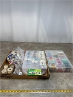 Embroidery threads, organizers, bobbins, and other