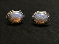 Alpaca Silver Cufflinks w Opal Cabochons