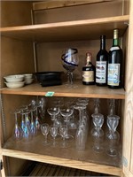 Contents of 2 Shelves: Glasses, Bottles
