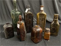 8 Vintage Brown/Amber Bottles - Wildroot Hair