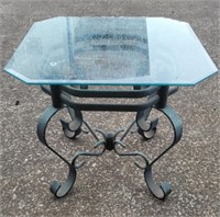 Wrought Iron & Glass side table 24x24