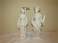 2 Asian Figurines Made in Italy 16" T