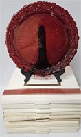 9 Avon Cape Cod Red Dinner Plates w Boxes