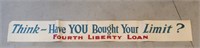 5' WWII Fourth Liberty loan paper banner