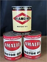 1 Diamond & 2 Amalie 1 Qt Motor Oil Cans Full