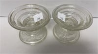 (2) glass candle holders