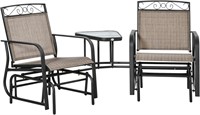 Outsunny Glider Chairs with Coffee Table, Brown