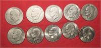 (10) Eisenhower Dollars 1971D to 1978D Mix