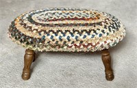 Vintage Braided Rug Foot Stool