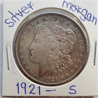 33 - 1921 "S" SILVER MORGAN DOLLAR