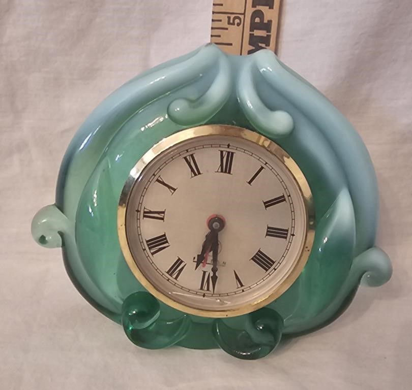 Fenton Blue Glass Accent Battery Operated Clock