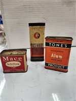 3 Vintage Spice Tins