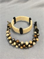 Multi colored freshwater pearl bracelet and a whit
