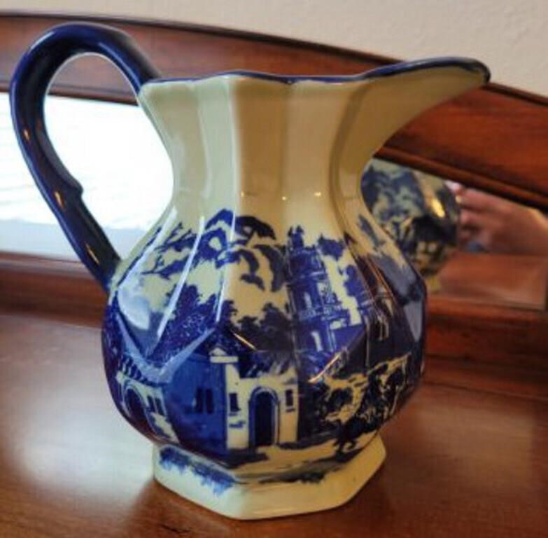 VICTORIA IRONSTONE PITCHER BLUE AND WHITE