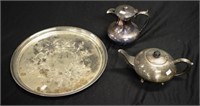Three pieces silver plate tableware