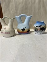 3 Native American pottery vases
