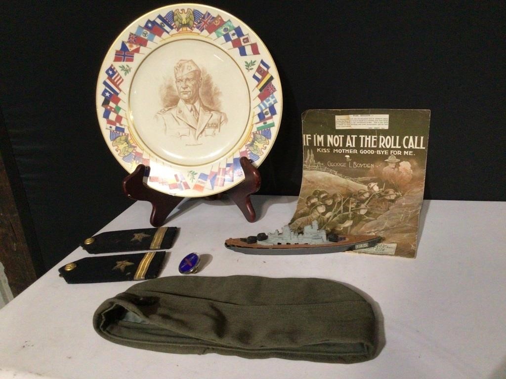 Vintage Military Lot- Plate,Hat Pins