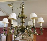 Brass Colonial Style Chandelier.