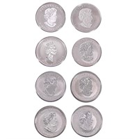 2014 Canada 1oz Silver Maple Leafs [8 Coins]
