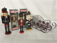 NUTCRACKERS AND METAL SLEIGH