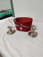 Christmas basket candleholders and a goblet.