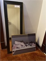 Framed mirror and ballerina print